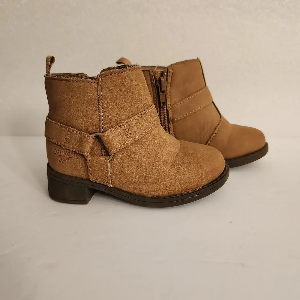 Oshkosh Toddler Girls Ankle Boots Size 5m Brown Zipper Pull Tag